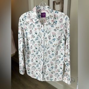Simons floral cotton button up shirt, medium